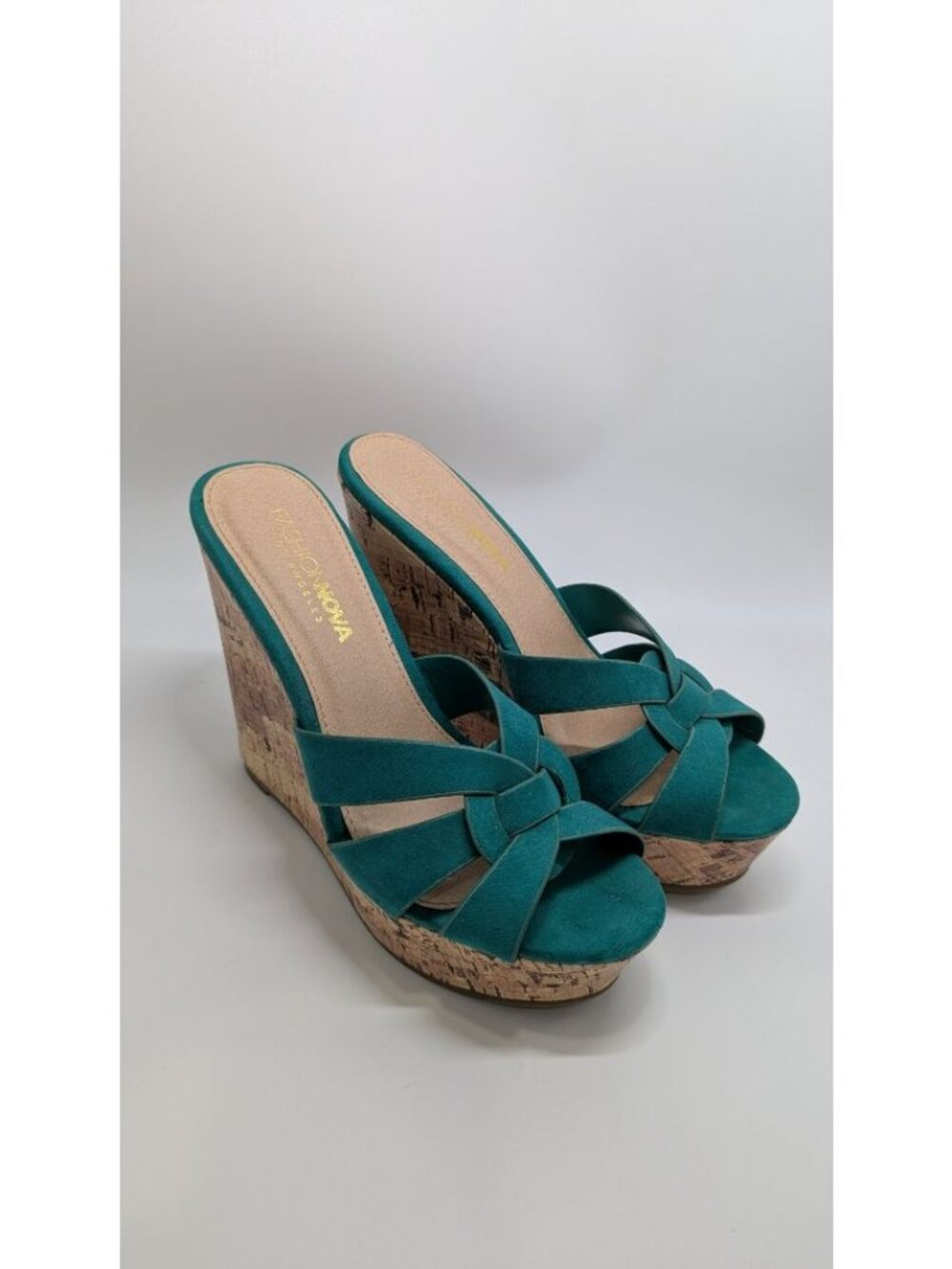 Fashion Nova Turquoise Knotted Wedge Sandals